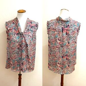 NY Collection Multicolor Paisley Ruffle Blouse